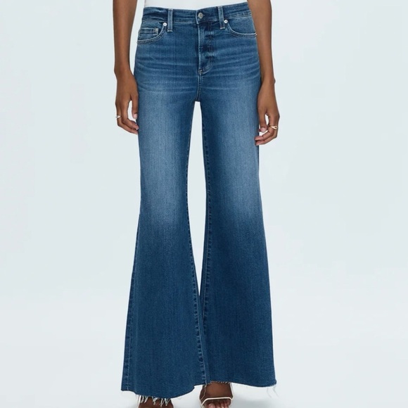 Pistola Izzy jeans wide leg size 24 raw hem mid rise Classic Blue Flared Jeans - Picture 1 of 8